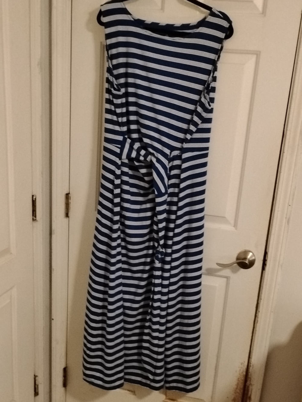 Lands' End Navy and White Striped Tie-Front One-Piece